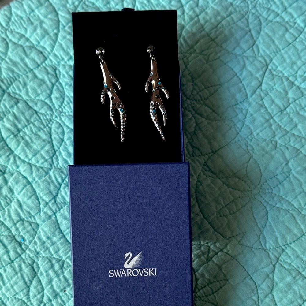 Swarovski Silver Earrings and Necklace set with Blue Highlights